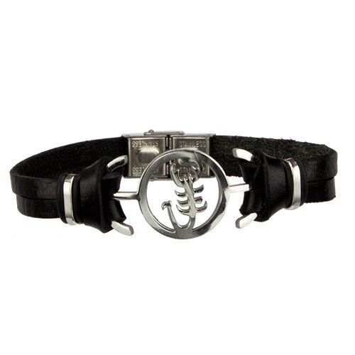 Armband Kunstleder mit Edelstahl, Skorpion