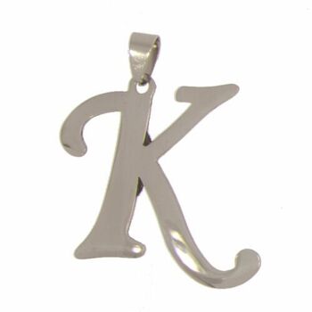 Pendentif lettre K en acier inoxydable 1