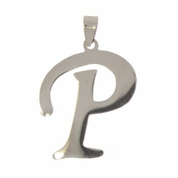 Pendentif en acier inoxydable lettre P 2