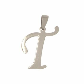 Pendentif lettre T en acier inoxydable 1