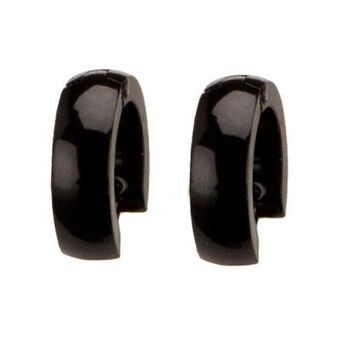 Boucles d'oreilles créoles en acier inoxydable arrondies, 14x4mm, noir 1