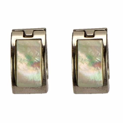 Edelstahlohrringe Creolen mit Perlmutt, 7mm