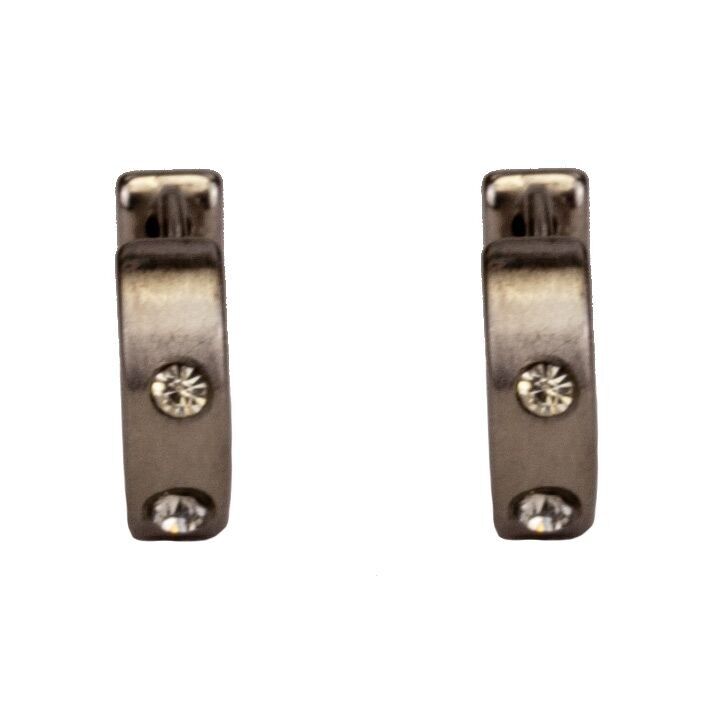 Orecchini a cerchio in acciaio inossidabile, argento 3 mm con pietre