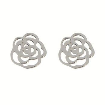 Boucles d'oreilles en acier inoxydable, argent 3 1