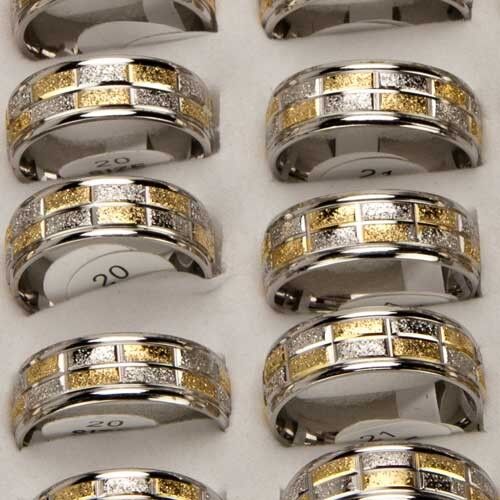 Stainless steel ring 8mm, bicolour