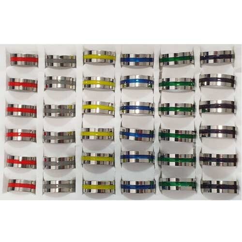 Edelstahlring Bunt, Silber-gemischte Farben 6