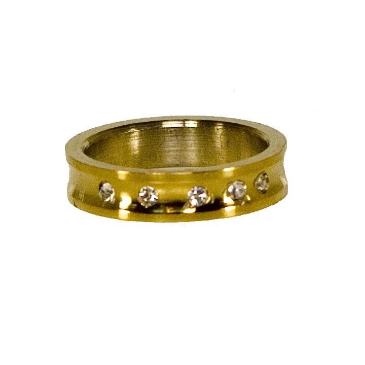 Stainless steel ring gold with stones