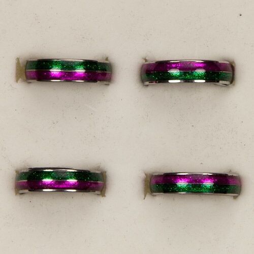 Stainless steel ring green-lilac