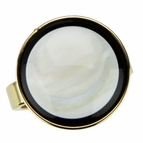 Anillo de acero con nácar, oro 2