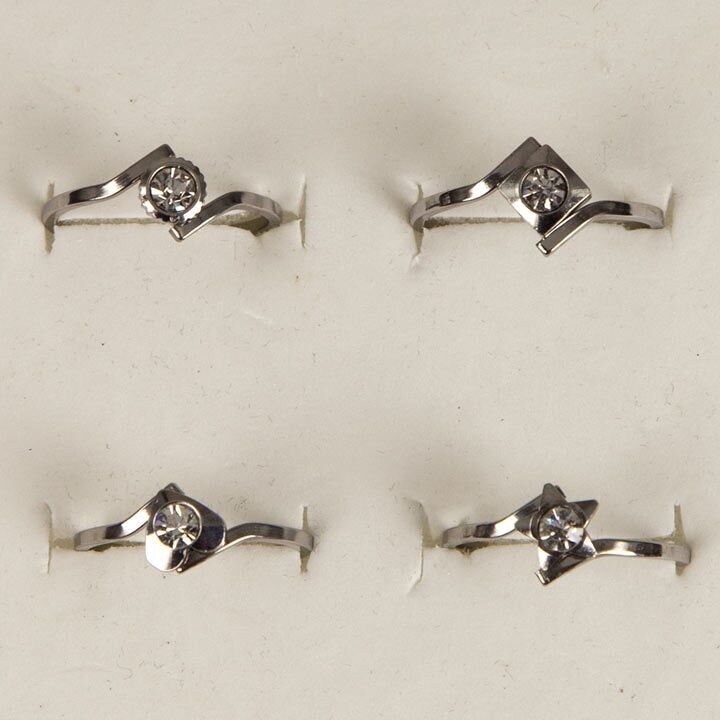 Stainless steel ring with stone, set 2