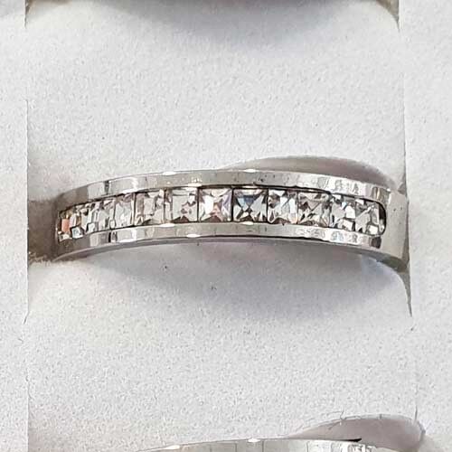 Stainless steel ring with stones, silver 13