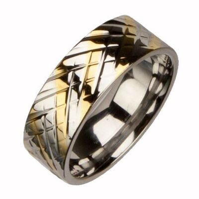 Anillo de acero inoxidable, bicolor, 8 mm 1