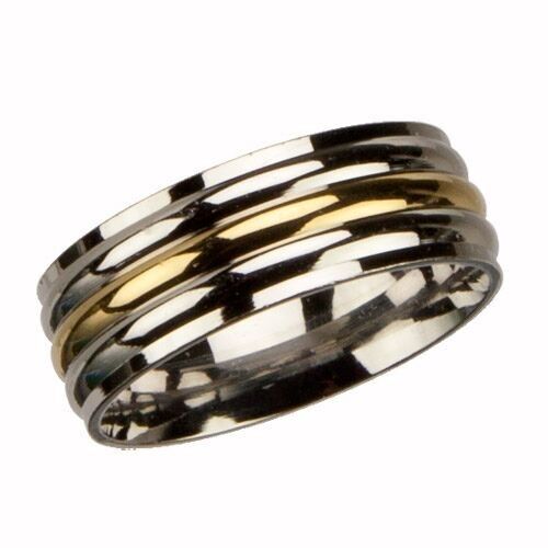 Stainless steel ring, bicolor, 8mm 3