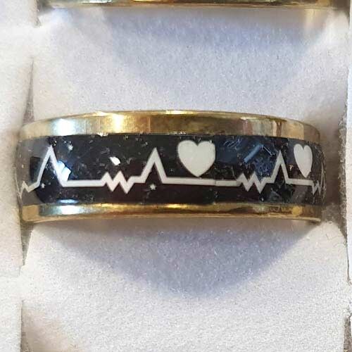 Edelstahlring, Gold-Schwarz-Weiß