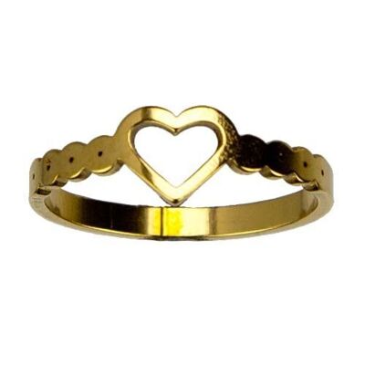 Bague en acier inoxydable, coeur, or