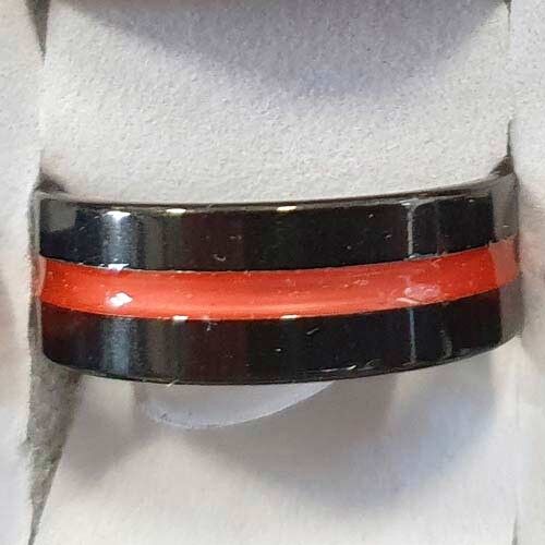 Anello in acciaio inossidabile, nero-arancio