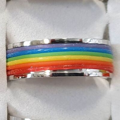 Edelstahlring, Silber-Regenbogen 1