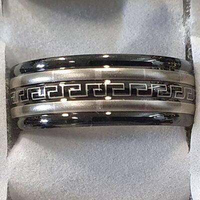 Anello in acciaio inossidabile, argento-nero 3