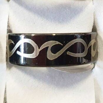 Bague en acier inoxydable, argent-noir 7 1