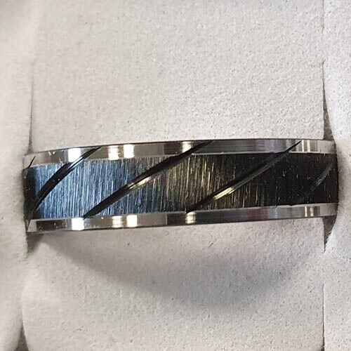 Stainless steel ring, silver-black 8