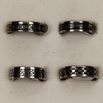 Bague en acier inoxydable, argent-noir, set 1 1