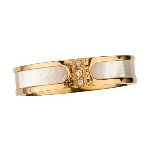 Noble stainless steel ring mother of pearl, rose gold