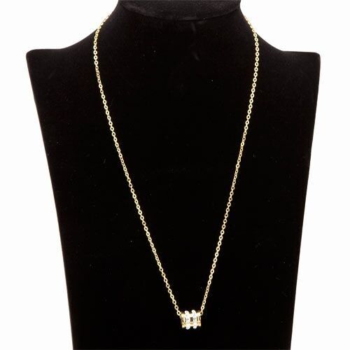Collana in acciaio inossidabile, pendente con pietre, 48 cm, oro 3