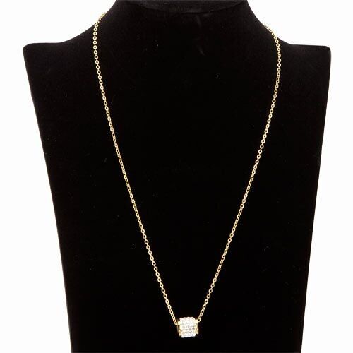 Halskette Edelstahl, Anhänger mit Steinen, 48cm, Gold 4