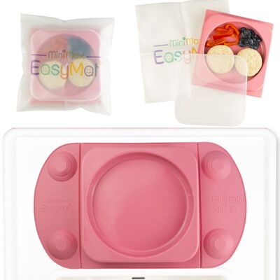 Placa de succión portátil abierta para bebés (EasyMat MiniMax) - Rosa