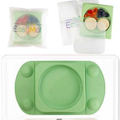 Plato de succión portátil abierto para bebés (EasyMat MiniMax) - Salvia