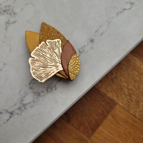 Broche ginko ocre