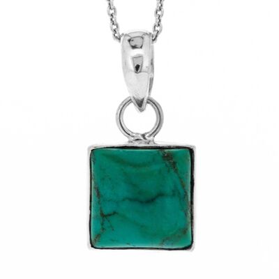 Square Turquoise Pendant with 18" Trace Chain and Presentation Box