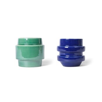 Lot de 2 pots de fleurs en grès vert et bleu CA0109NENW1414 3