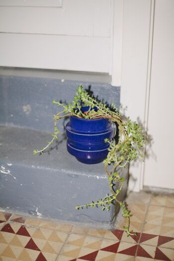 Ensemble pot de fleurs et vase en grès bleu et marron CA0109NWSE1414 11
