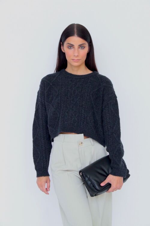 Cable knit sweater in Merino wool - Caterina