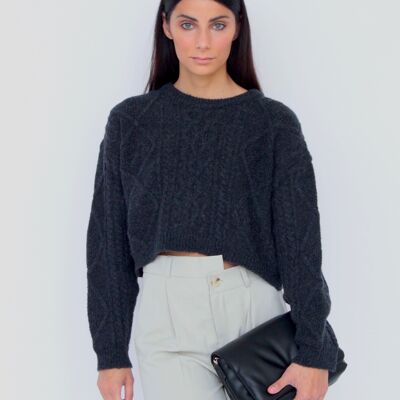 Cable knit sweater in Merino wool - Caterina