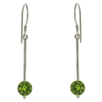 Boucles d'oreilles longues péridot et boîte de présentation 1