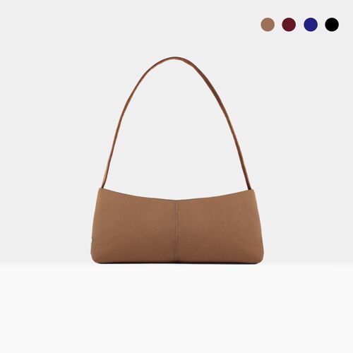 Sac bandoulière baguette Gemma monochromatique en taupe, bordeaux, marine, noir