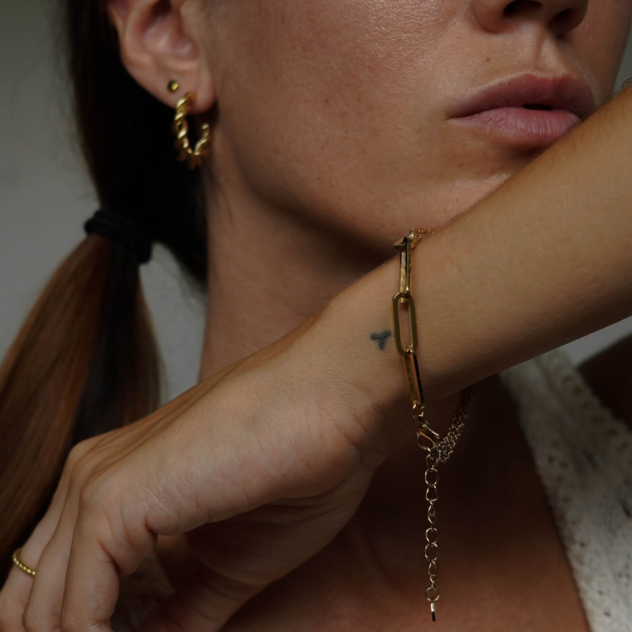 Adjustable Steel Bracelet Elongated Oval Cable Link Chain Multi-Fine Chain