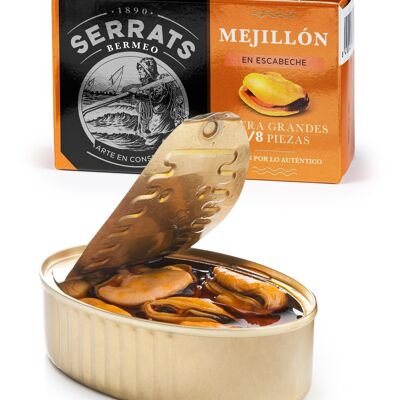 EXTRA-LARGE pickled mussels - 6/8 pieces - 110g tin - Conservas Serrats