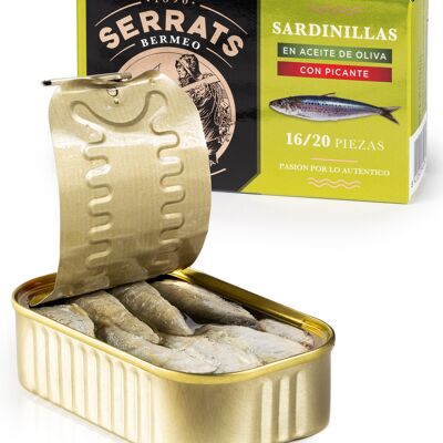 Sardinillas en aceite de oliva picante - 16/20 piezas - Lata 115g - Conservas Serrats