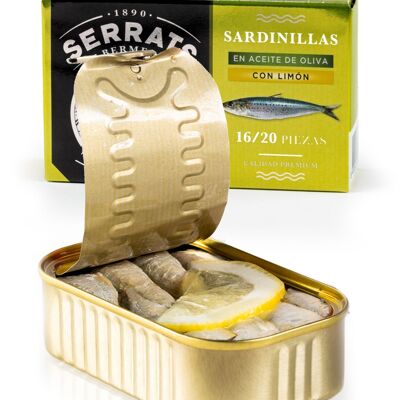 Sardines in olive oil with lemon - 16/20 pieces - 115g can - Conservas Serrats