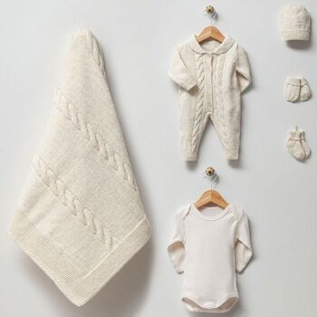 Ensemble de tricot pour bébé, combinaison en coton et laine de 0 à 3 mois, Style tressé pour nouveau-né 1