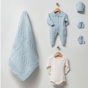 Ensemble de tricot pour bébé, combinaison en coton et laine de 0 à 3 mois, Style tressé pour nouveau-né 2