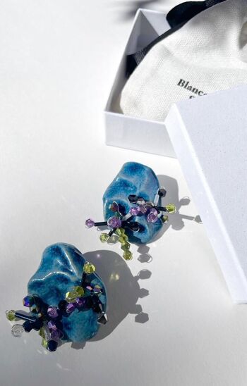 Boucles d'oreilles en céramique claire et cristal multicolores Milagros 4