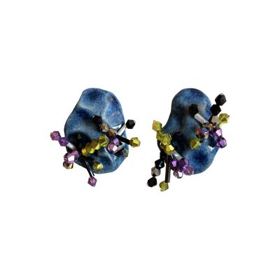 Milagros multicolored light ceramic and crystal earrings