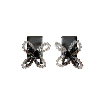 Rita anthracite ceramic and light crystal earrings