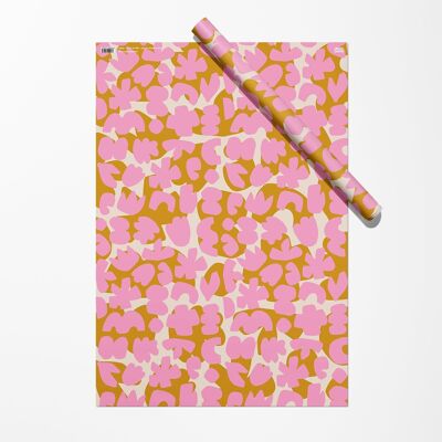 Hoja de papel de regalo de flores silvestres | Papel de regalo | Rosa