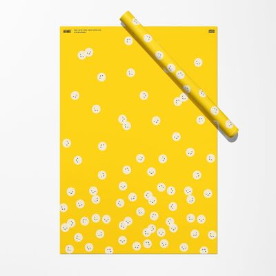 Hoja de papel de regalo de sonrisas | Papel de regalo | Papel artesanal amarillo