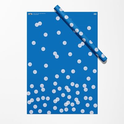 Hoja de papel de regalo de sonrisas | Papel de regalo | Papel artesanal | Azul